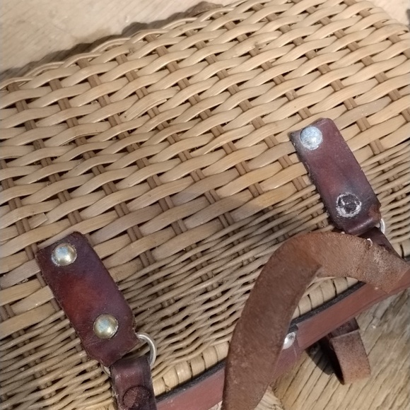 Woven Straw Handbags with Brown Leather Trim - Picture 8 of 8